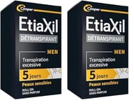 ETIAXIL – Déodorant Détranspirant – Homme - Traitement Transpiration Excessive - Aisselles – MEN Peaux Sensibles - Efficacité 5 jours - 15 ml (Lot de 2)