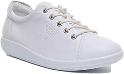 Ecco Soft 2 Womens Lace Up Casual Leather Trainers In White Size UK 3 - 8