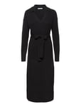 Belted Midi Dress, Wool Blend Maxiklänning Festklänning Black Esprit Casual