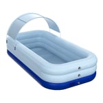 H.aetn Thick Swimming Pool For Kids Adults,Inflatable Pool With Cover,Sunscreen Inflatable Pool With Cover,Large Portable Paddling Pools Blue 210x150x68cm