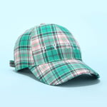 Boeizy Houndstooth Plaid Baseball Cap 4 Colors Optional Outdoor Anti-UV Sun Hat Fashion Trend Plaid Curved Brim Hat Retro Men and Women Caps Dome Hat (Color : Green)