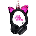 IUYT Unicorns Headphones Wireless Bluetooth Kids Earphone Foldable Stereo Music Stretchable Cartoon Headset for Boys Girls Gifts (Color : E6334 Black)