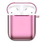 Liujingxue Wireless Earphones Set, Electroplated TPU Earphones Shockproof Protective Case for Apple AirPods 1/2, Shockproof Wireless Earphone Protective Cover (Color : Rose Gold)