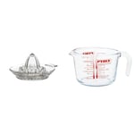 KitchenCraft Manual Glass Citrus Juicer, Lemon Squeezer, 14.5 cm & Pyrex Glass Measuring Jug, Transparent, 1 Litre