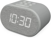 i-Box Alarm Clock Bedside USB Charger & FM Radio, LED Backlit GRAY    2 ALARMS