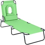 Bain de soleil pliable transat inclinable 4 positions chaise longue de lecture 3 coussins fournis vert - Vert