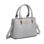 Miss Lulu Handbags for Women, Womens Top Handle Bag, Shoulder Bag for Women (Light Grey)