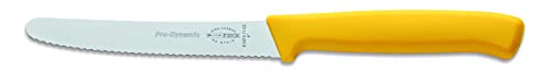 F. Dick ProDynamic Couteau universel à lame crantée (couteau de cuisine jaune, longueur de lame 11 cm, couteau universel, lame en acier X55CrMo14, dureté 56° HRC) 85015112-02