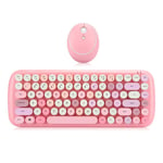 Hopcd Wireless Keyboard Mouse Combo, 2.4G Wireless Retro Typewriter Shape Pink Mechanical Gaming Keyboard for Windows XP /7/8/10, Plug and Play