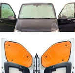 Kit Store de fenêtre Compatible avec VW Caddy (2004-2020) (kit Complet + Porte de Grange), arrière Orange Fluorescent, réversible et Thermique