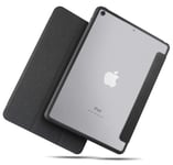 TineeOwl Latte - New iPad 10.2 Case 2020 & 2019 (7th & 8th Generation) Clear Slim + Folio Smart Cover + All Around Protection (Black/Frosted Back)