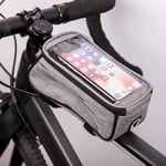 Waterproof bike frame bag with phone holder, Grey