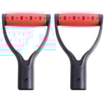 2 st D-handtag i plast för snöskyffel, spade och kratta Red  Black