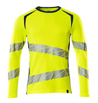 Mascot 19081-771-1744 Accelerate Safe Premium Modern Fit Two-Tone T-Shirt, Long Sleeve, Hi-Vis Yellow/Dark Petroleum, 4XL, One Size