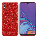 Samsung Glitter Galaxy A10 skal - Röd