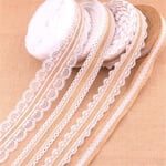 4 rullar Juteband med Vit Spets Vintage Canvas Spetsband