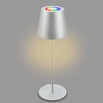 BRILONER - Lampe de table LED sans fil avec Touch, lumière colorée RGB+W, hauteur réglable, lampe de chevet, lampe LED, lampe de camping, lampe de table, lampe à accu, Outdoor, 36x10,5 cm, argenté