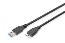 USB 3.0 connection  cable, type A - micro B M/M, 1.0m, USB 3.0 conform, bl
