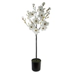 Leaf Design 140cm Magnolia Artificial Tree White Potted