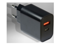 Inter-Tech PD-2120 - Strömadapter - small - 20 Watt - 3 A - PD, Quick Charge 3.0 - 2 utdatakontakter (USB typ A, 24 pin USB-C)