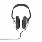 Nedis Black/Silver Over-Ear TV Stereo Headphones Earphones 2.7m Long Cable