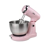 Stand Mixer 350W Electric Whisk 2IN1 Food Hand Mixer, with 5 Speeds Adjustable Function Includes 3.2L Bowl, 2X Beaters, 2X Dough Hooks, Perfect for Home Baking Kitchen Mixing Beater Egg,Pink