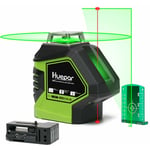 Huepar - 621CG 1 x 360 Niveau Laser Croix Vert avec 2 Points Laser, Lignes Laser Auto-nivellement avec Point d'Aplomb et Mode Pulsé Extérieur,