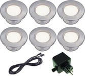 Decklight 65mm 6-pack Frostat glas Komplett Bolthi Connect 12V Rostfritt Stål IP67