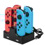 Nintendo Switch-laddare med handtagsladdningsstation - 4 i 1, USB-kabel, 2 USB-portar KLB