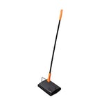 Addis Carpet Sweeper Manual Roller Floor Cleaning for Hard Floors and Carpets, Non Electric manual push, supplied with comb brush cleaner, Black and Orange