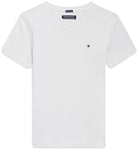 Tommy Hilfiger - Boys Essential Cotton V Neck T Shirt - Band Collar - Tommy Hilfiger Kids - Boys T Shirt - 100% Organic Cotton - White - 16 Years