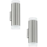 2 PACK IP44 Outdoor Up & Down Wall Light Stainless Steel 3W GU10 Porch Lamp