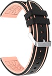 Simpleas Watch Strap compatible with TicWatch Pro/Pro 4G LTE / S2 / E2, Soft Silicone Sport Replacement Bands (22mm, Black And Pink)