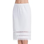 Halv Slips för Kvinnor Underskjort Klänning Spets Kant Knälång Kort Kjol White 2XL