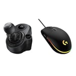 Logitech G Driving Force Wired gear lever for G923, G29 or G920, 6 gears, Push Down reverse gear, steel and leather & 03 LIGHTSYNC Gaming Mouse with Customizable RGB Lighting, 6 Programmable Buttons