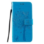 TOPOFU Coque LG K22 Plus, Housse PU Flip Cuir Portefeuille Etui avec Stand Support et Carte Slot, Mignon Cartoon Animal Chat Téléphone Case Protection Cover (Bleu)