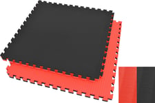 Ninestars - Tatami Puzzle 4 cm, Noir/Rouge, Motif Paille de Riz (Travail au Sol)