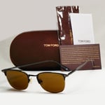 Tom Ford Sunglasses Liv Black Gold Brown Metal Square FT0851 TF 851  01J 52mm