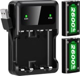 Xbox One Battery Pack, 2x2600mAh Batteries 2.5 Hours Full Charging Station for X