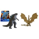 MonsterVerse Godzilla vs Kong 11 Inch Collectable Giant Godzilla Articulated Action Figure Toy in Black & Godzilla King of the Monsters 6 Inch Titan King Ghidorah Articulated Action Figure
