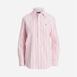 Polo Ralph Lauren Relaxed Fit Striped Oxford Shirt - White/Beach Pink Stripe