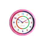 Pink Plastic 45cm x 32cm Wall Clock Time-Teacher Dial