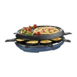 Appareil a raclette 3 en 1 Colormania, Raclette grill et crepes, 8 coupelles, Revetement antiadhésif, Bleu acier RE310401 - Tefal