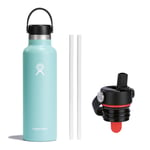 Hydro Flask Standard Mouth Flex Cap + Straw Cap, 621ml (21oz), Dew