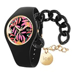 ICE-WATCH Femme Analogue Quartz Montre avec Bracelet en Silicone 020514+ Chain Bracelet - Black - Bracelet Mailles XL de Couleur Noire (020354)