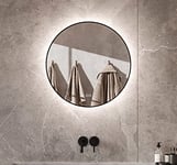 Schaere Miroir de Salle de Bain Rond à Cadre Noir avec éclairage LED à intensité Variable à Changement de Couleur et Chauffage par Miroir, série 60 cm 7050