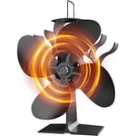 Ventilateur Poele Bois, 4 Pales Silencieux Ventilateur Cheminee pour Cheminée/Poêle à Bois/Gaz/Poele a Granule, Cadeau de Noël