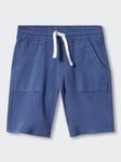 Mango Kids' Matcha Cotton Elastic Waist Shorts, Medium Blue