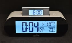 Acctim Digital Alarm Clock Pop Up LCD Temperature Display Matt White Battery