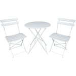 Ensemble Bistrot 2 chaises + table pliante pour le jardin, le balcon, la véranda et la terrasse - Ensemble de meubles d'extérieur en acier